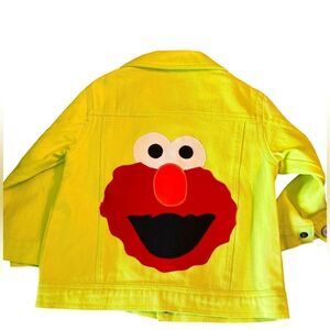 KIDS DREAM Sesame Street Elmo Neon Custom SZ Med Snap Denim Jacket FINAL PRICE